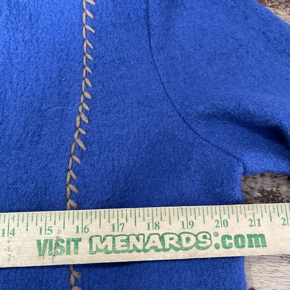 Coldwater Creek Blue Wool Blend Boiled Jacket with Multicolor Trim